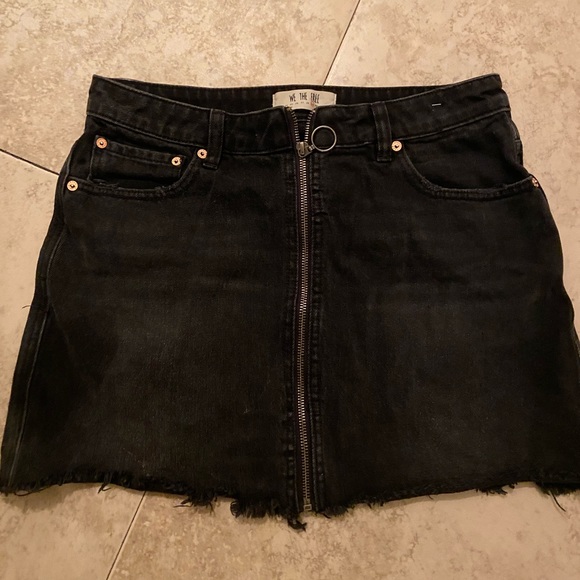 Free People Black Denim Mini Skirt - Picture 1 of 6